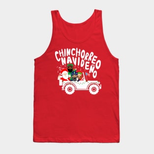 Puerto Rican Christmas Chinchorreo Coquito Santa Three Kings Text White Tank Top